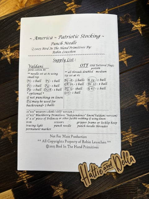 Punch Needle Pattern: America Patriotic Stocking