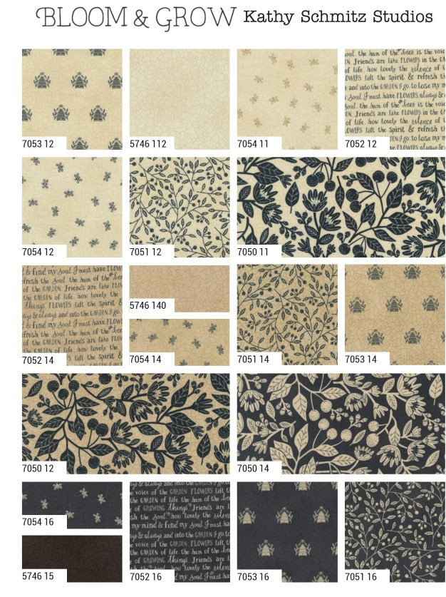 Bloom And Grow - Moda Precuts - Fat Quarter 18" x 21" 20 pieces