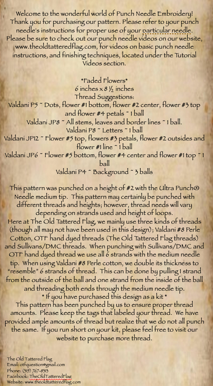 Punch Needle Pattern: Faded Flowers