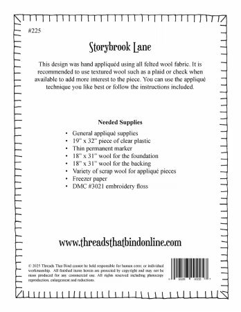 Storybrook Lane by Threads that Bind Finished Size 17in x 30in