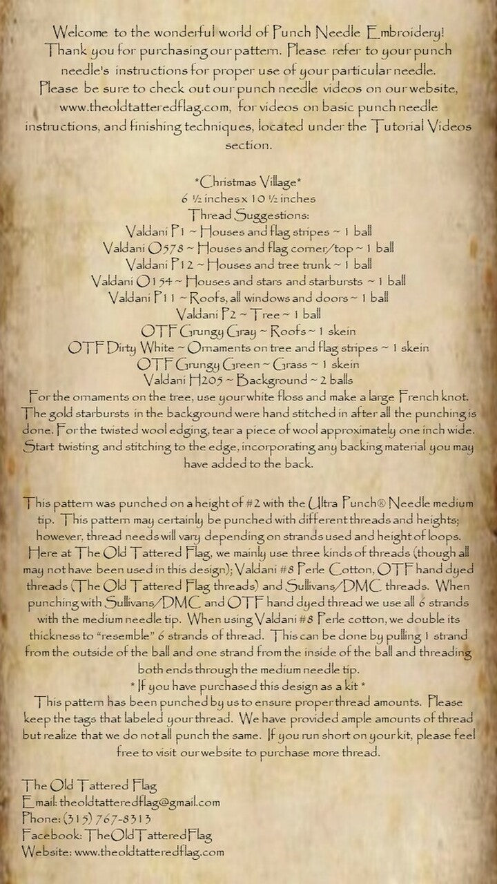 Punch Needle Pattern - Christmas Village by Old Tattered Flag