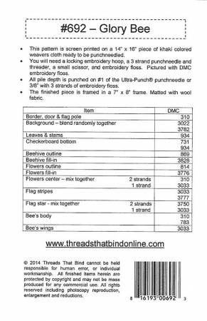 Punch Needle Pattern: Glory Bee By Threads that Bind