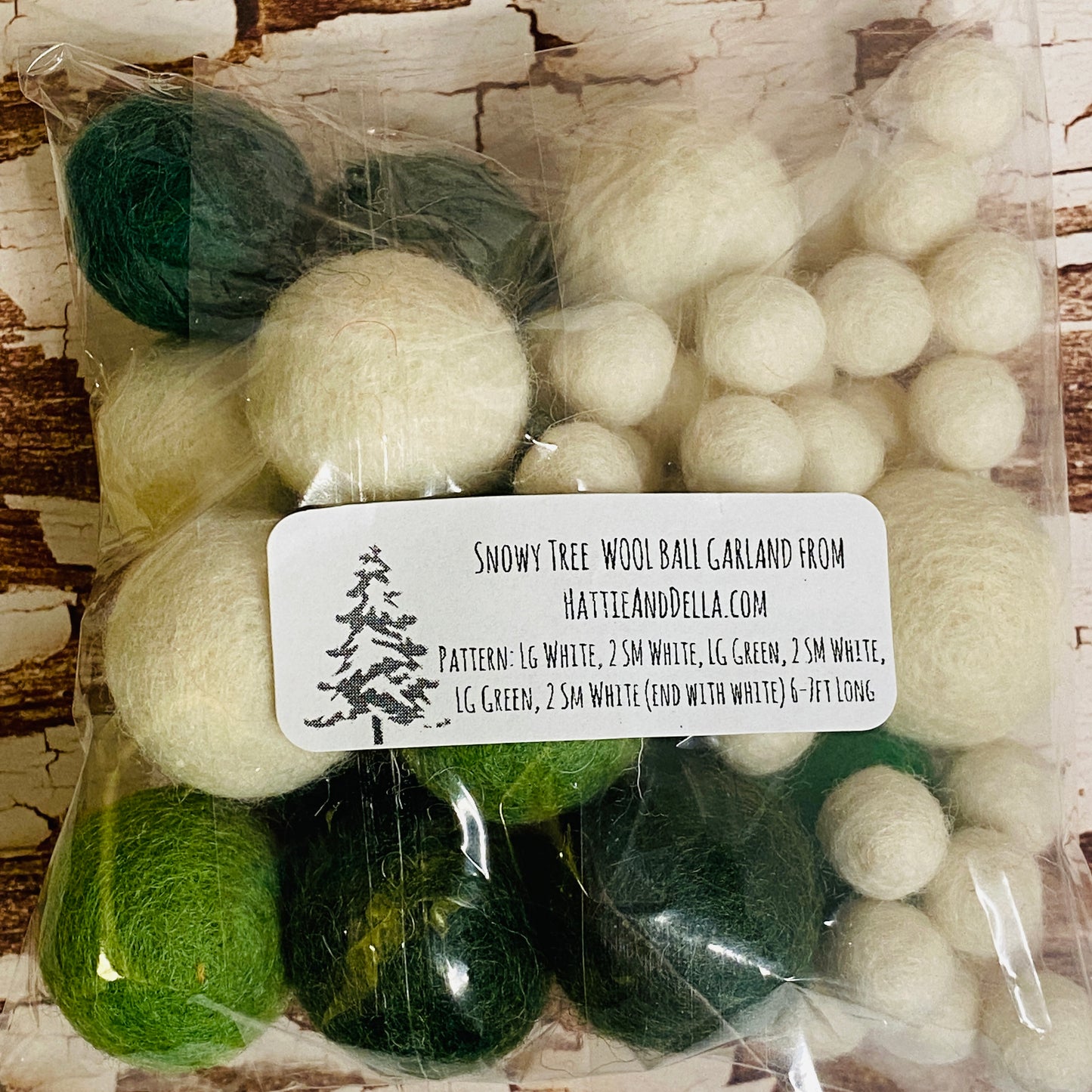 You String - Garland Wool Balls ONLY: Snowy Tree