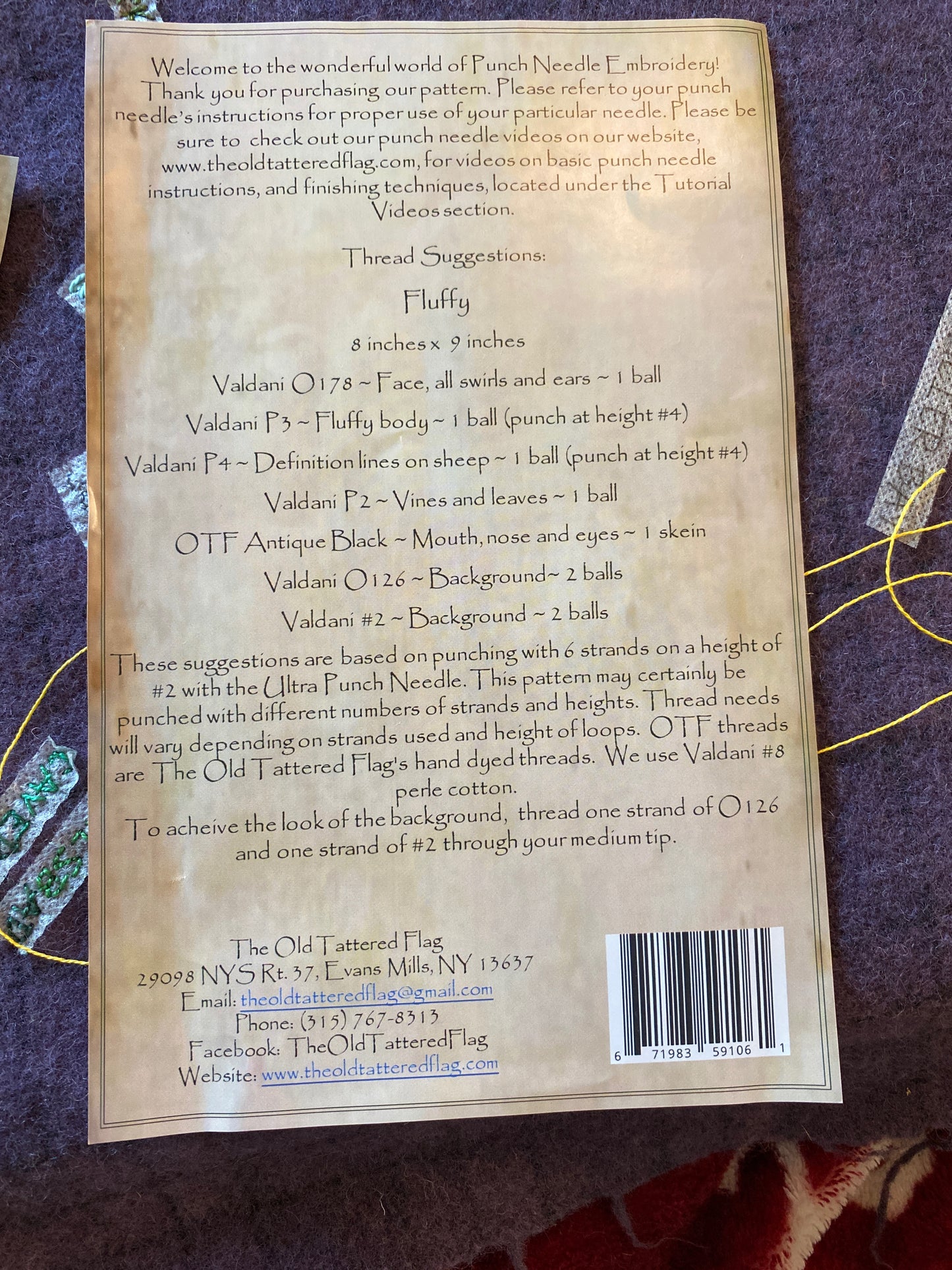 Punch Needle Pattern - Fluffy by Old Tattered Flag