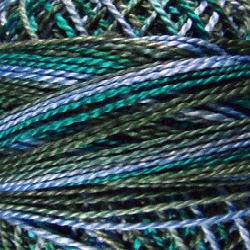 Valdani Perlé Cotton Variegated: M30-Deep Waters-deep teals, blues, greens - Hattie & Della