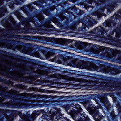 Valdani Perlé Cotton Variegated: M5-Denim Blues-light, med., dark blues - Hattie & Della