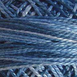 Valdani Perlé Cotton Variegated: M68 - Blue Clouds - shades of light to med. blue-grays - Hattie & Della