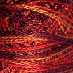 Valdani Perlé Cotton Variegated:O533 - Golden Autumn - golden reds, burgundy, gold - Hattie & Della