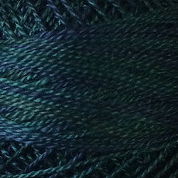 Valdani Perlé Cotton Variegated:O536 - Dark Spruce - black greens, blue black - Hattie & Della