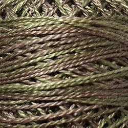 Valdani Perlé Cotton Variegated:O574 - Dried Leaves - dusty greens and browns - Hattie & Della