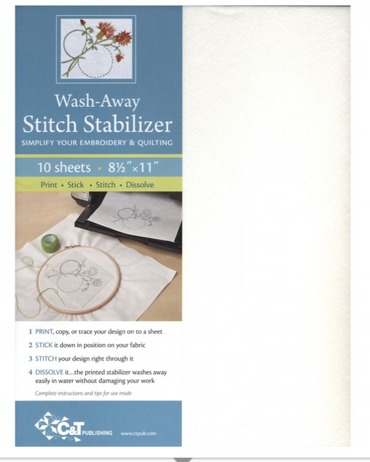 Wash-Away Stitch Stabilizer 10 Sheets 8.5" X 11"