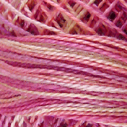 Valdani Perlé Cotton Variegated: V107 - Delicate Rose - soft roses, from light to medium dark - Hattie & Della