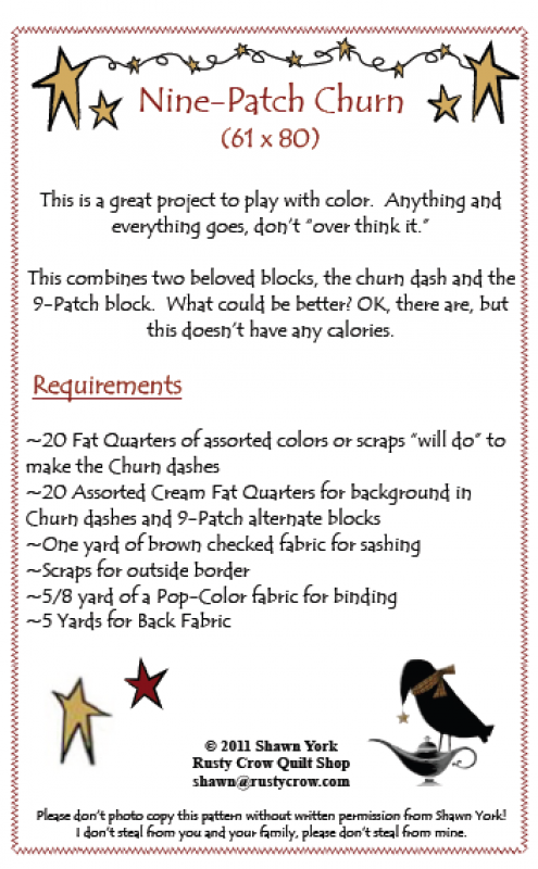 Rusty Crow Pattern - Nine-Patch Churn