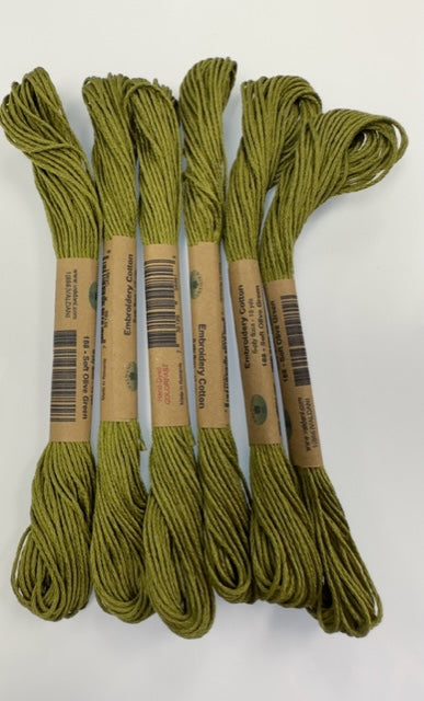 Valdani 6 Strand Embroidery Floss Solid: 188 - Soft Olive Green**New