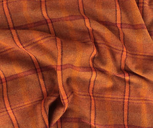 100% Wool Fabric - Big Orange Plaid
