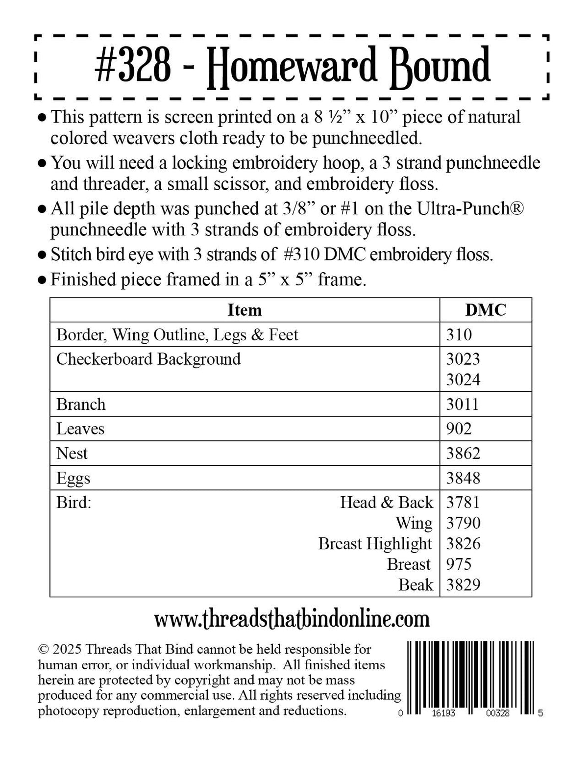 Punch Needle Pattern: Homeward Bound