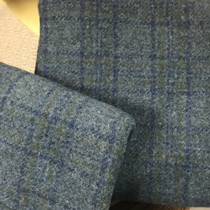 100% Wool Fabric - Aqua Teal Plaid