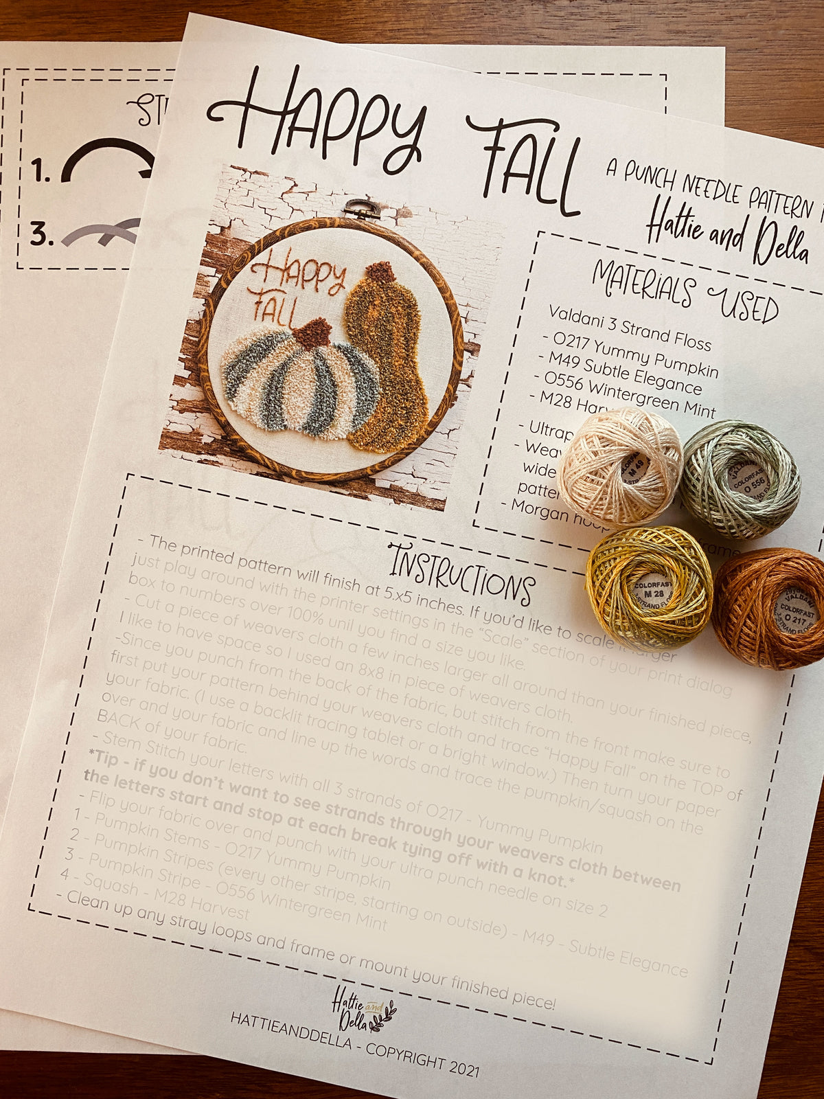 Happy Fall - Punch Needle Printed Pattern