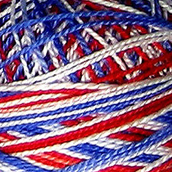 Valdani Perlé Cotton Variegated: M17-Patriotic - white, reds, blues