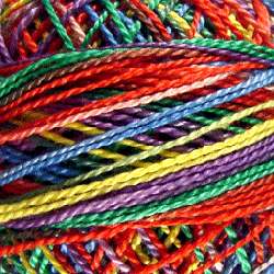 Valdani Perlé Cotton Variegated: M45 - Brights - red, green, blue, yellow, purple - Hattie & Della
