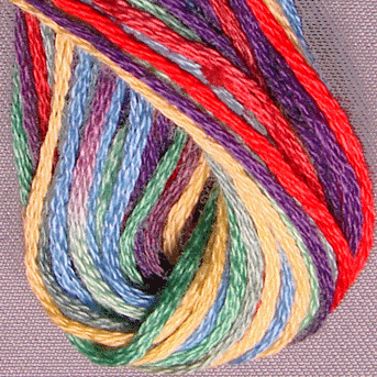 Valdani 6 Strand Embroidery Floss Variegated:M45 - Brights - red, green, blue, yellow, purple - Hattie & Della