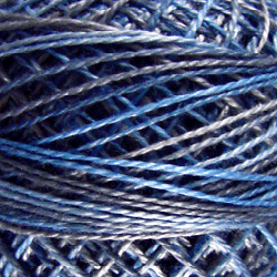 Valdani Perlé Cotton Variegated: M46 - Denim Light - soft lt. & medblues, lt.blue-grays - Hattie & Della