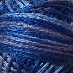 Valdani 3 Strand-Floss Variegated: M5 - Denim Blues - dark and medium blues - Hattie & Della