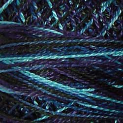 Valdani Perlé Cotton Variegated: M58 - Midnight Sea - navy, teals, turquoise, light - Hattie & Della