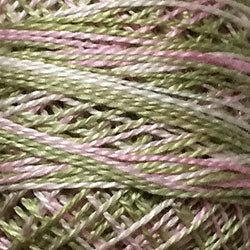 Valdani Perlé Cotton Variegated: M63 - Early Spring - dusty roses and limes - Hattie & Della