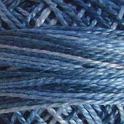 Valdani Perlé Cotton Variegated: M68 - Blue Clouds - shades of light to med. blue-grays - Hattie & Della