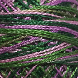 Valdani Perlé Cotton Variegated: M69 - Lilac Bouquet - greens, mauves, purples - Hattie & Della