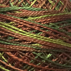 Valdani Perlé Cotton Variegated: M78 - Copper Leaf - soft greens, copper, beige - Hattie & Della