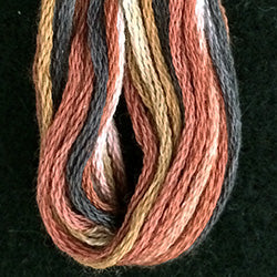 Valdani 6 Strand  Embroidery Floss Variegated: M802 - Woodlands - browns, tans, black, white