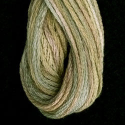 Valdani 6 Strand Embroidery Floss Variegated: M80 - Distant Grass - light spring yellow-greens, diffused sage - Hattie & Della