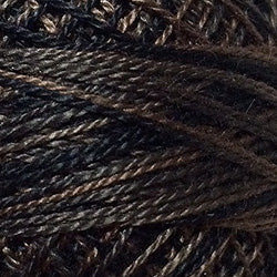 Valdani Perlé Cotton Variegated: O501 - Ebony Almond - black, charcoal grays - Hattie & Della