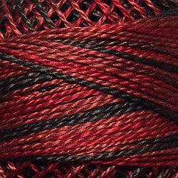 Valdani Perlé Cotton Variegated: O523 - Cherry Basket - deep cherry reds, dark brown - Hattie & Della