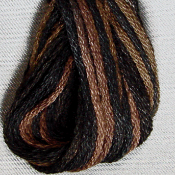 Valdani 6 Strand  Embroidery Floss Variegated: O531 - Black Nut - black, dark browns, charcoal, grays