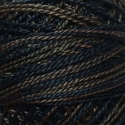 Valdani Perlé Cotton Variegated:O531 - Black Nut - black, dark browns, charcoal, grays - Hattie & Della