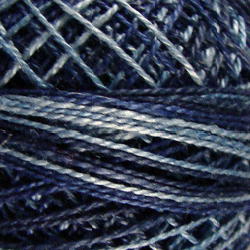 Valdani Perlé Cotton Variegated:O537 - Sea Deep - subdued blue teals - Hattie & Della