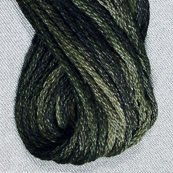 Valdani 6 Strand  Embroidery Floss Variegated: O540 - Black Olive - black, dark olive greens
