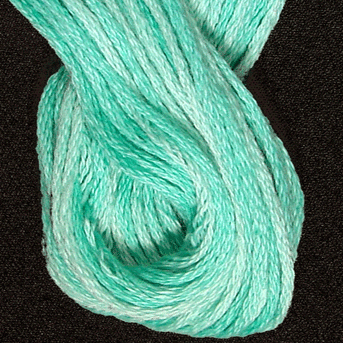 Valdani 6 Strand  Embroidery Floss Variegated: O544 - Pond Ripple - soft pondy blue-greens