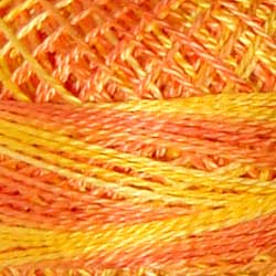Valdani Perlé Cotton Variegated: V1 - Orange Blossom - sunny orange yellows, sunny orange - Hattie & Della
