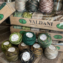 Load image into Gallery viewer, BIG CORE COLLECTION Valdani Perlé Cotton Variegated Size 8: GREENS