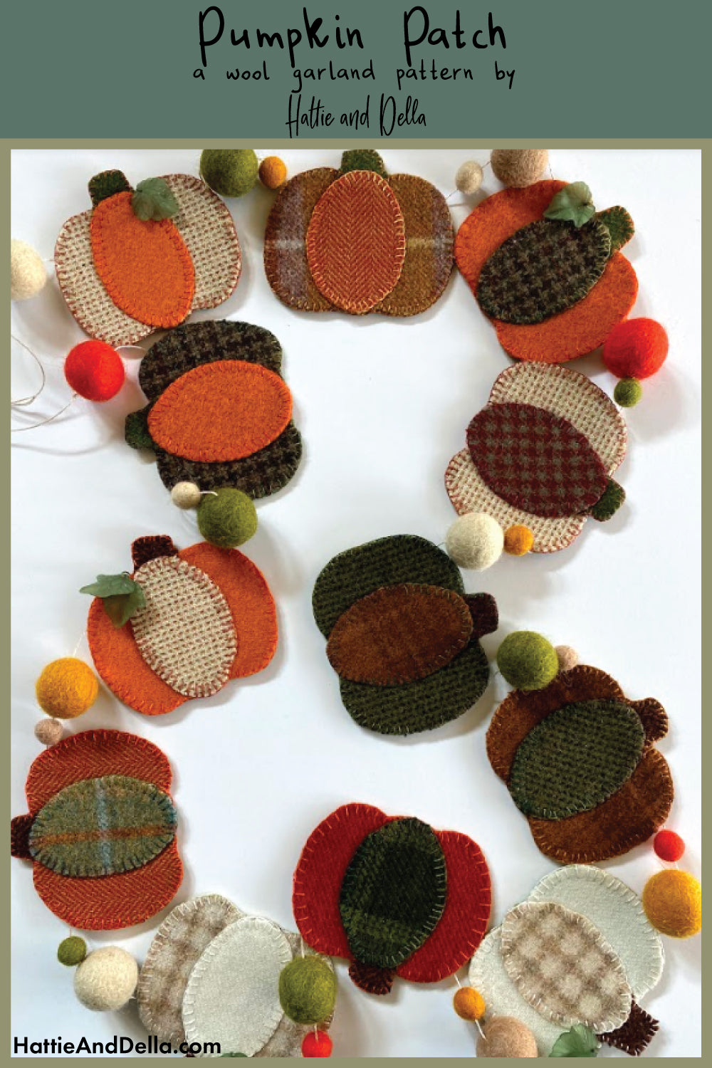 DIGITAL DOWNLOAD: Pumpkin Patch Wool Garland Pattern - Hattie & Della